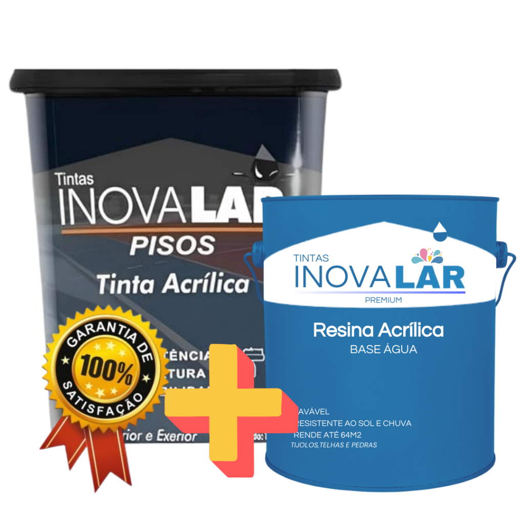 Kit Tinta Acrílica Piso Lavável Antimofo Sem Cheiro Premium Luxo 3,6l + Fundo Prep. RESINA ACRÍLICA