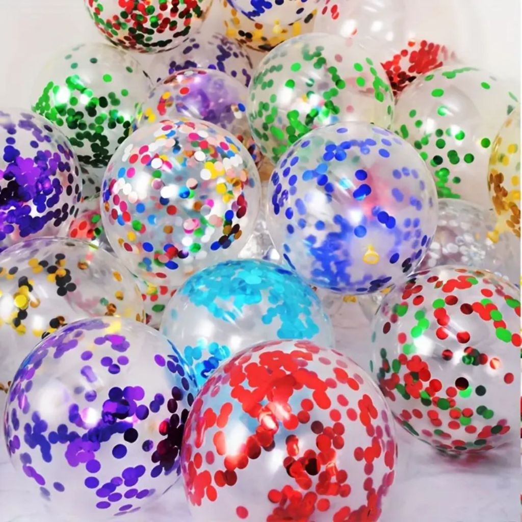  Balão Decorativo Látex N.12 Balão Confete Balões Transparente Bexiga Decor Festa Aniversário