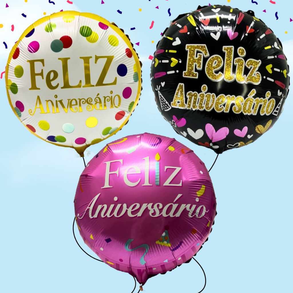 Balão Metalizado Feliz Aniversário Balão Decorativo Festa Decoração Aniversário Surpresa 45cm