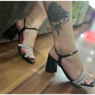 Sandalia Feminina Exclusiva Salto Bloco Ref.3735 em Oferta na Shopee