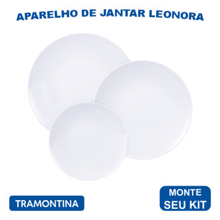 Aparelho de Jantar Leonora Tramontina Jogo de Pratos Rasos, Fundos e Sobremesa com Opções de Kits em Oferta na Shopee