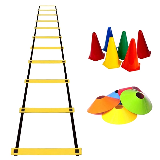 kit agilidade Treino Funcional em Casa ou Ar Livre 1 Escada Agilidade 1, 5 Cones, 5 Chapéus