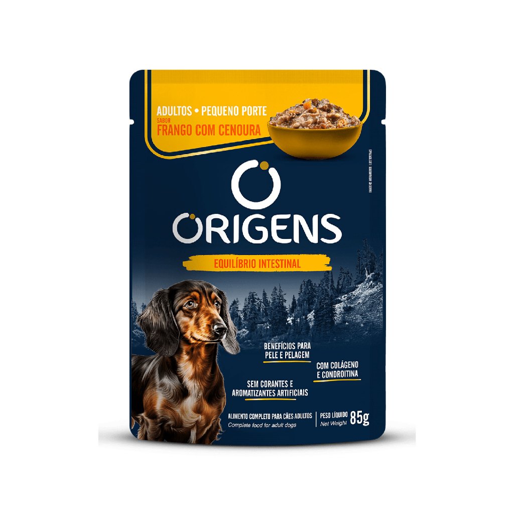 Sachê Origens Cães Adultos Sabor Frango com Cenoura Porte Pequeno Premium Especial 85g Adimax em Oferta na Shopee