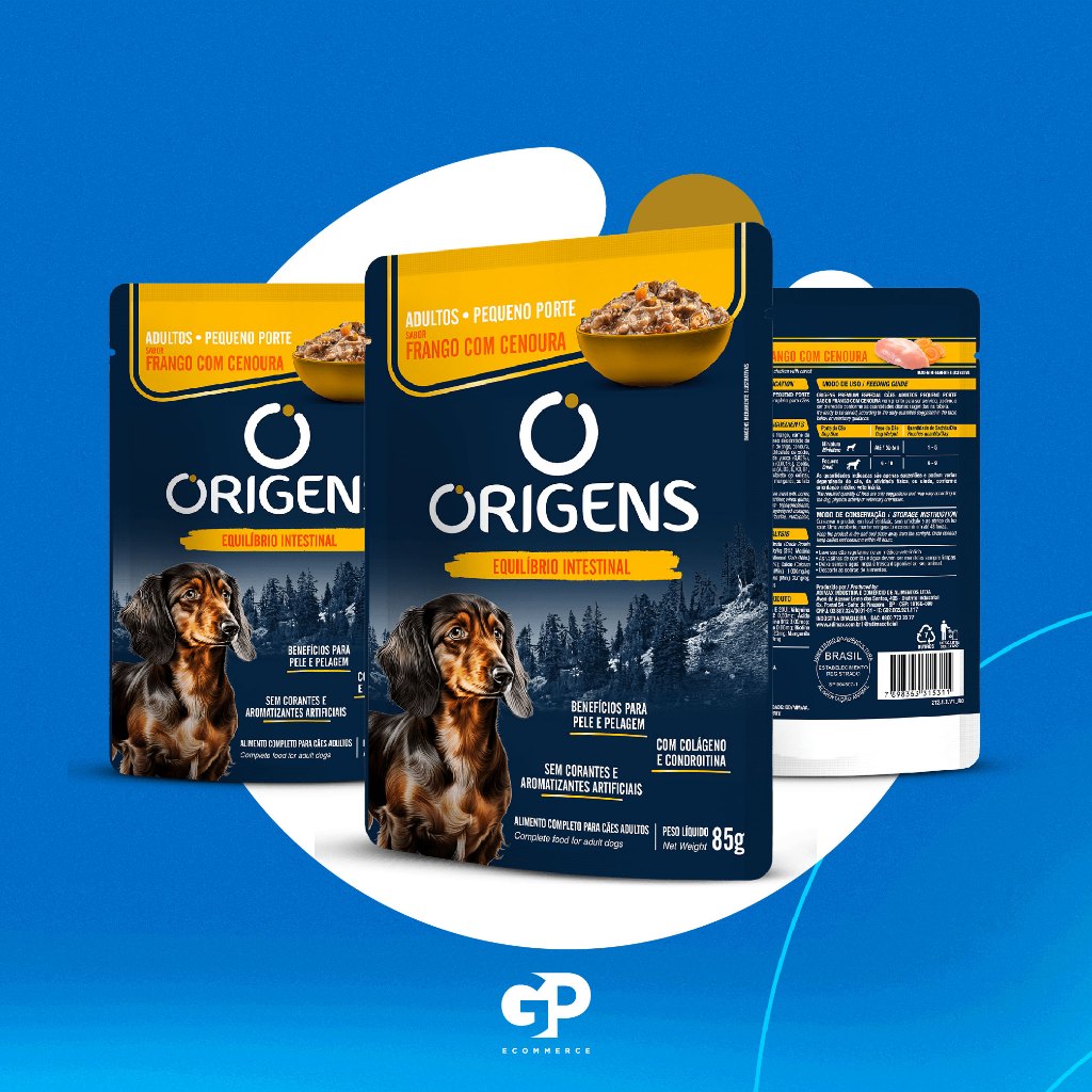 Sachê Origens para Cães Adultos Porte Pequeno Frango com Cenoura 85g Adimax Premium Especial