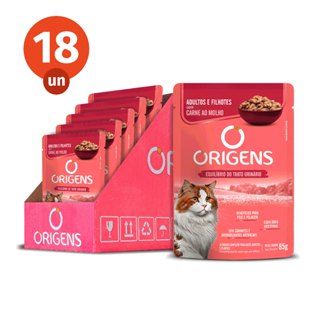 Kit CAIXA FECHADA 18 Sachê Origens Gatos Adultos e Filhotes Sabor Carne ao Molho Premium Especial 85g Adimax em Oferta na Shopee