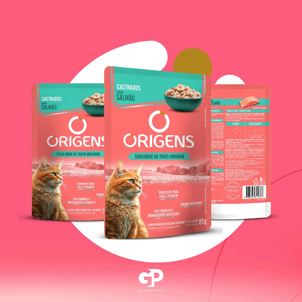 Sachê Origens para Gatos Castrados Salmão 85g Adimax Premium Especial