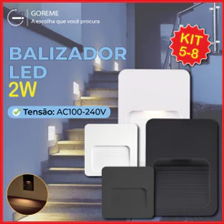 Kit 8 Balizador Led Externo IP65 Super Led 2w Luz Quente Padrão Escada Parede Sobrepor Bivolt