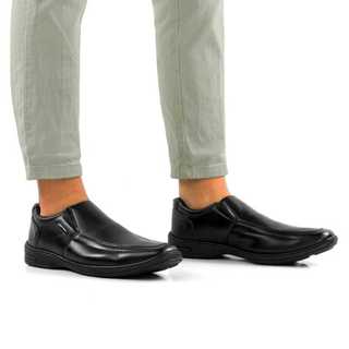 SAPATO SOCIAL ORTOPÉDICO MASCULINO SLIP ON COM PALMILHA AMORTECIMENTO CONFORT CALCE FÁCIL TRABALHO