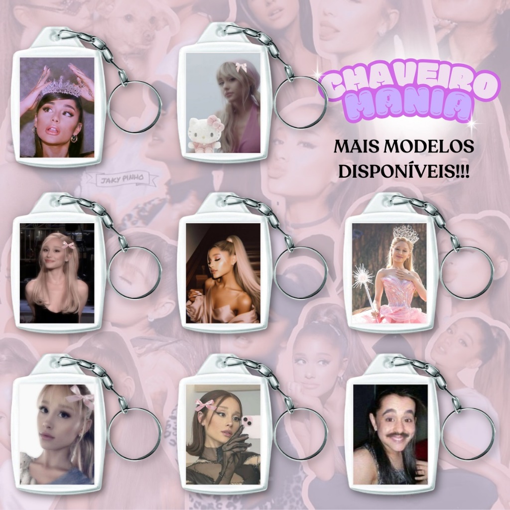 Chaveiros Ariana Grande - Tamanho 3x4cm, alta qualidade de impressão. em Oferta na Shopee