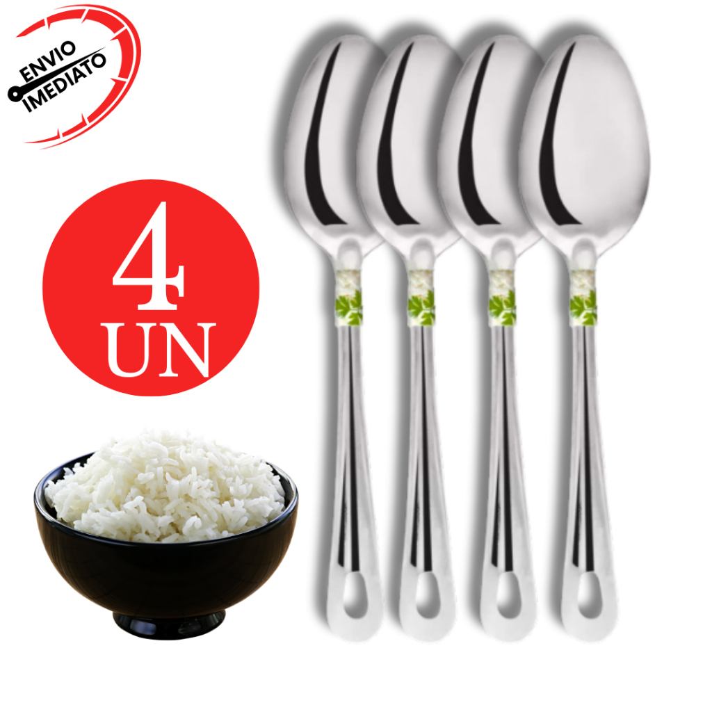 Kit Utensilio de Cozinha 100% Aço Inox Colher de Servir Colher de Arroz Cozinha Restaurante