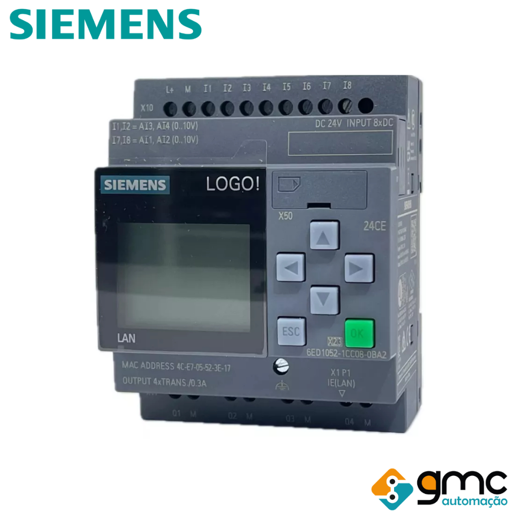 Mini Clp Logo 8 Display 8i/4o 24v 6ed1052-1cc08-0ba2 Siemens