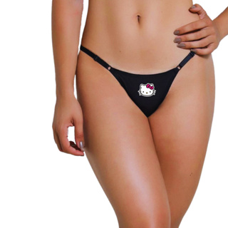 Calcinha Fio Dental Alça Regulável 100% Algodão Fio Duplo String Estampa Hello Kitty Confortável em Oferta na Shopee