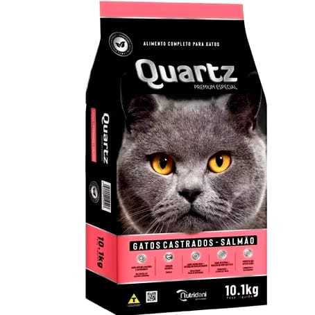 RAÇÃO QUARTZ PREMIUM  GATOS CASTRADOS SABOR SALMÃO OU FRANGO 10.1KG