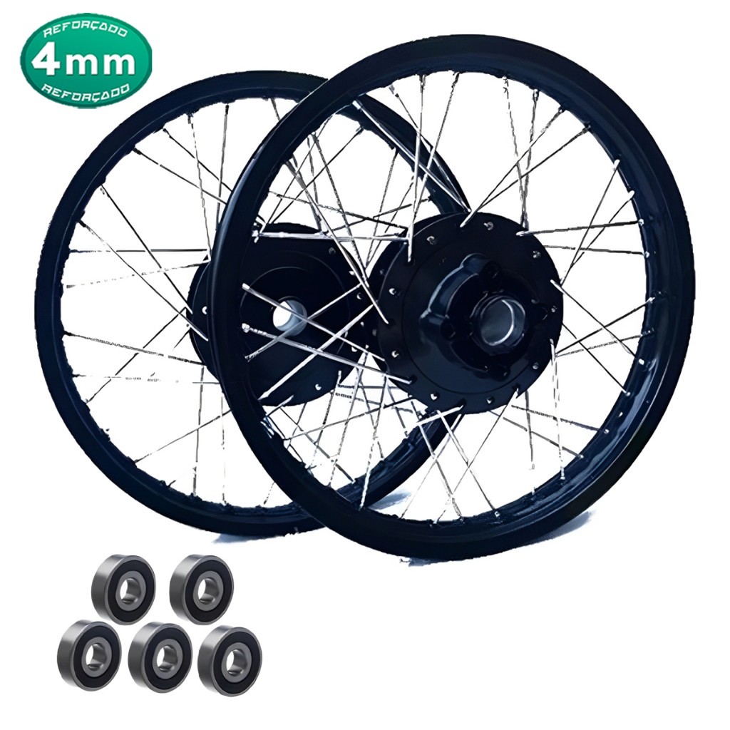 Par Roda Preto Raio 4mm Cg Fan 125 09/23 Tambor + Rolamentos