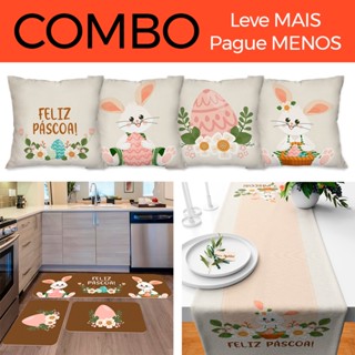 COMBO PÁSCOA: KIT 04 CAPAS DE ALMOFADAS + KIT 03 TAPETES DE COZINHA + 01 TRILHO DE MESA 02 em Oferta na Shopee