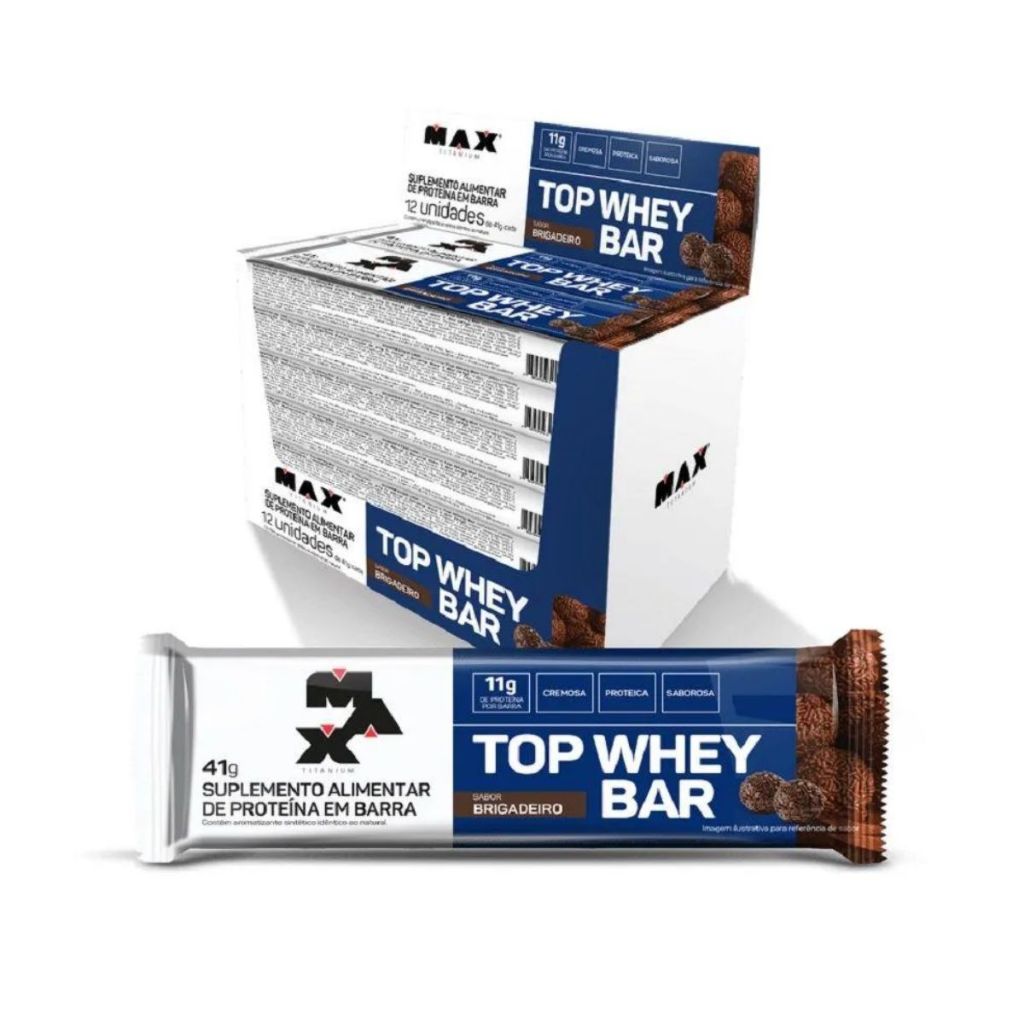 Top Whey Bar Brigadeiro com 12 unidades de 41g em Oferta na Shopee