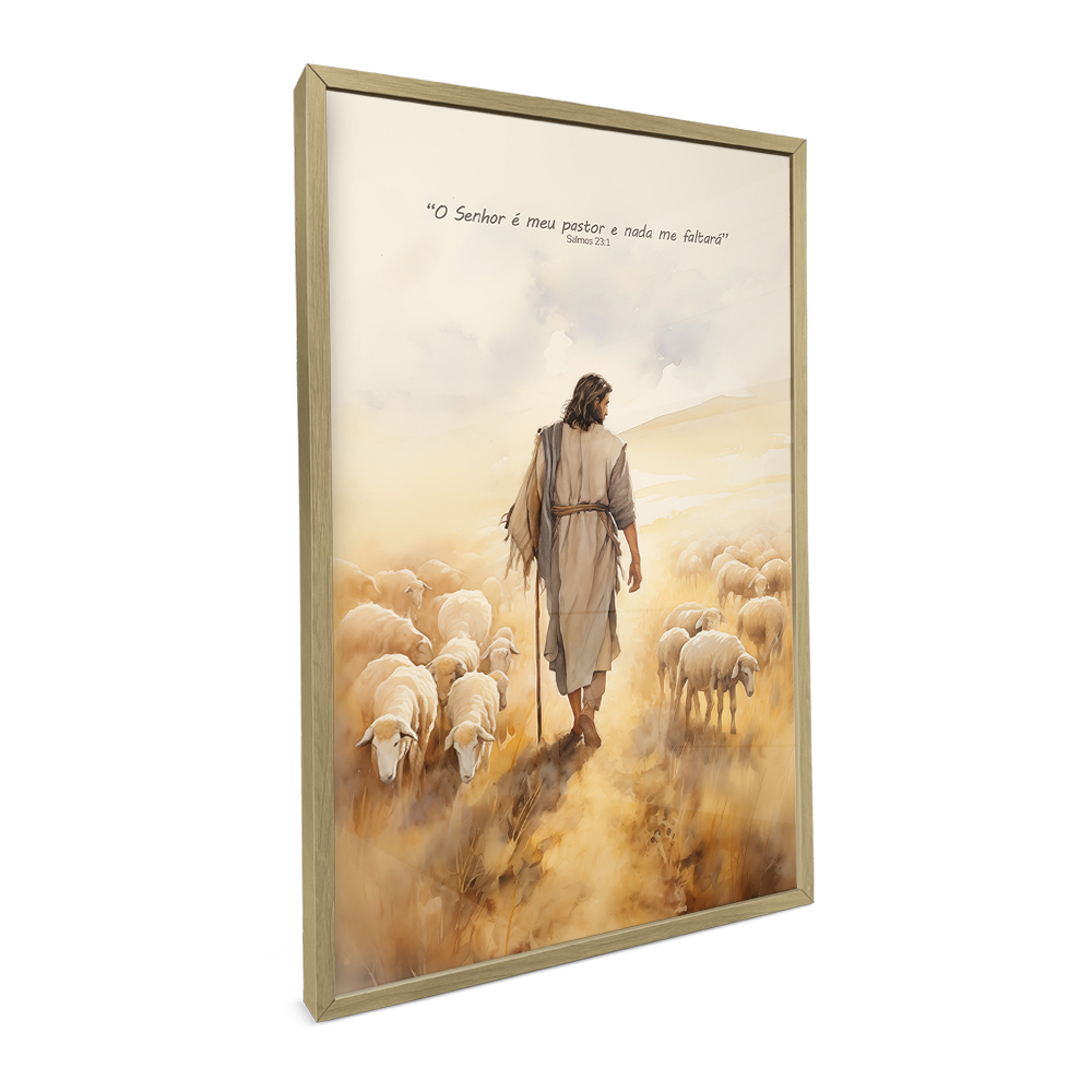 Quadro De Jesus Para Sala Quadro Versículo Bíblico Quadro Com Moldura E Vidro O Senhor É Meu Pastor · foto 2