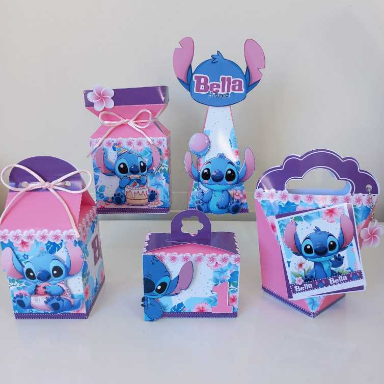 Kit Festa Personalizado Stitch: Caixas Temáticas e Lembrancinhas para Aniversário Infantil Stitch Lilo o Filme