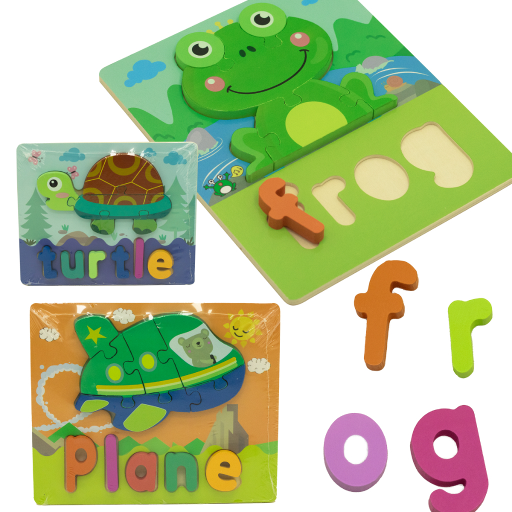 Quebra Cabeça Colorido Madeira Infantil Inglês Montessori Animais Transporte Educativo Didático em Oferta na Shopee