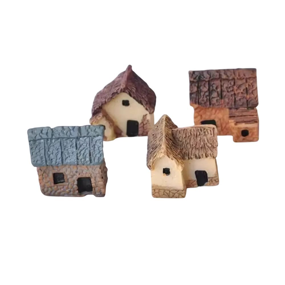 Kit 4 Casinhas Terrários Mini Jardim Fada Miniatura Cacto