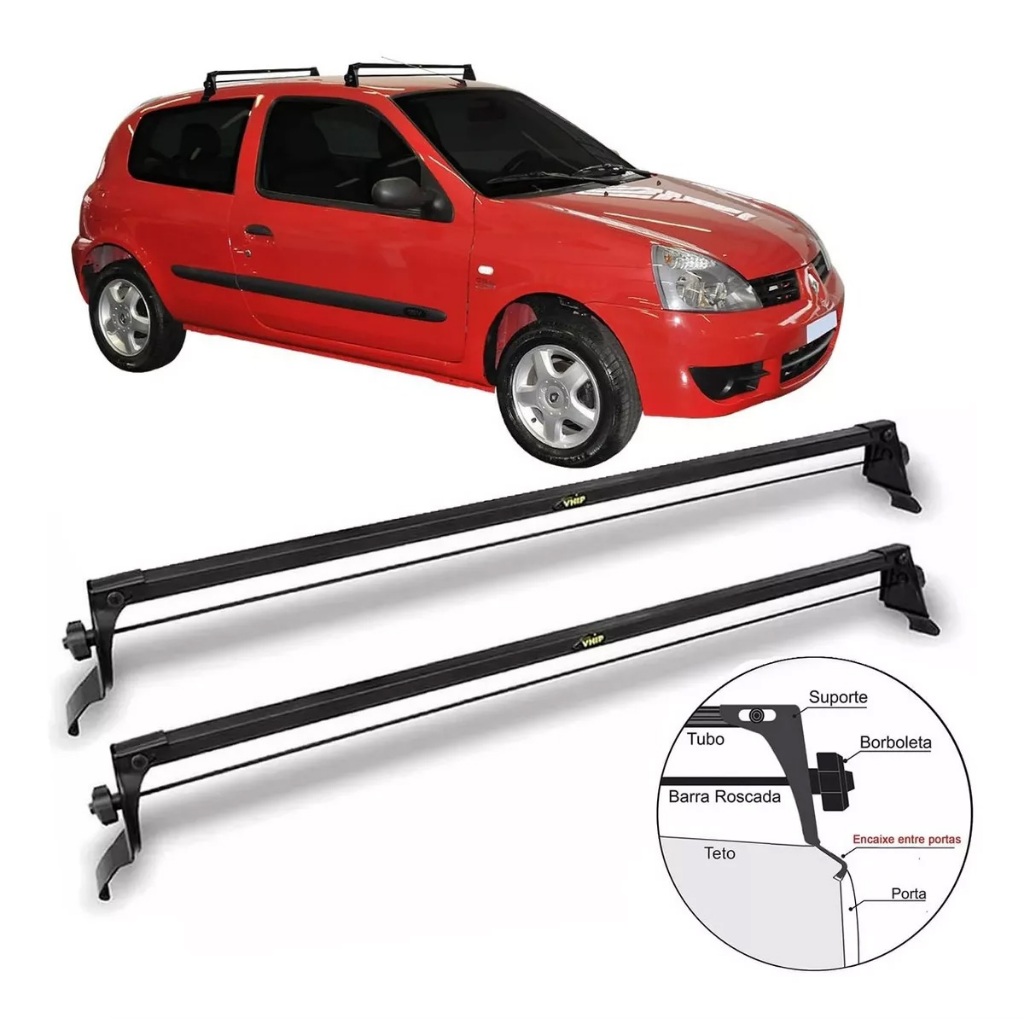 RACK DE TETO MODELO AÇO RENAULT CLIO 2 PORTAS 2001 2002 2003 2004 2005 2006 2007 2008 2009 2010 2011 2012 2013
