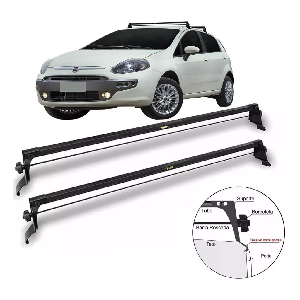 RACK DE TETO MODELO AÇO FIAT PUNTO 4 PORTAS 2007 2008 2009 2010 2011 2012 2013 2014 2015 2016 2017 2018 2019 2020