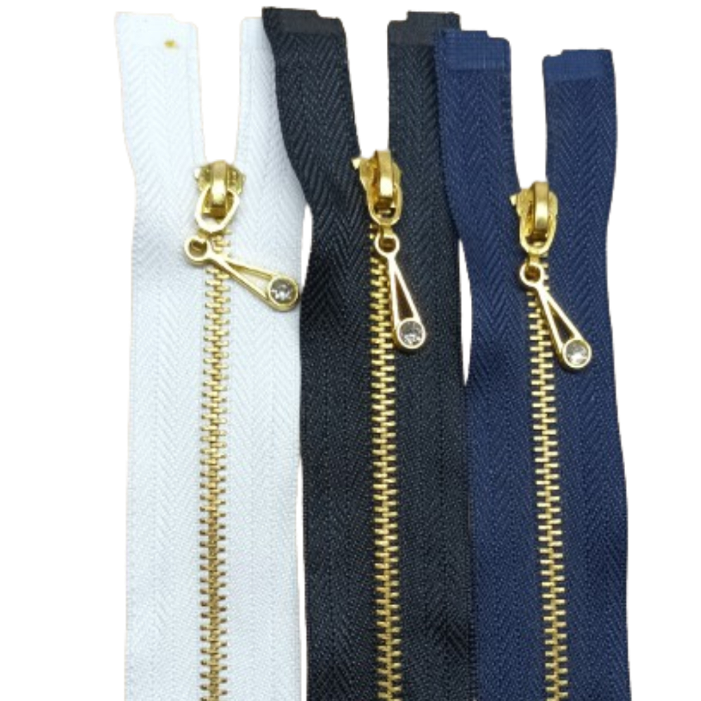 Zíper Metal #3 Dourado – 1 Und Para Jaleco – Preto, Branco e Azul Marinho – Tamanhos 60, 70 e 80cm em Oferta na Shopee