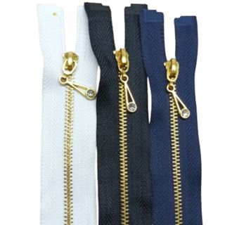 Zíper Metal #3 Dourado – 1 Und Para Jaleco – Preto, Branco e Azul Marinho – Tamanhos 60, 70 e 80cm em Oferta na Shopee