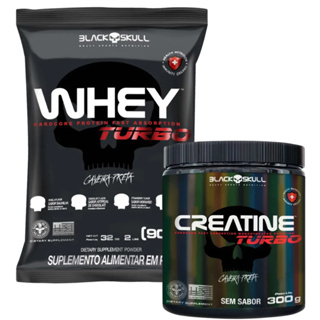 Kit Whey Turbo Protein 900g + 1 Creatina Turbo 300g - Black Skull em Oferta na Shopee