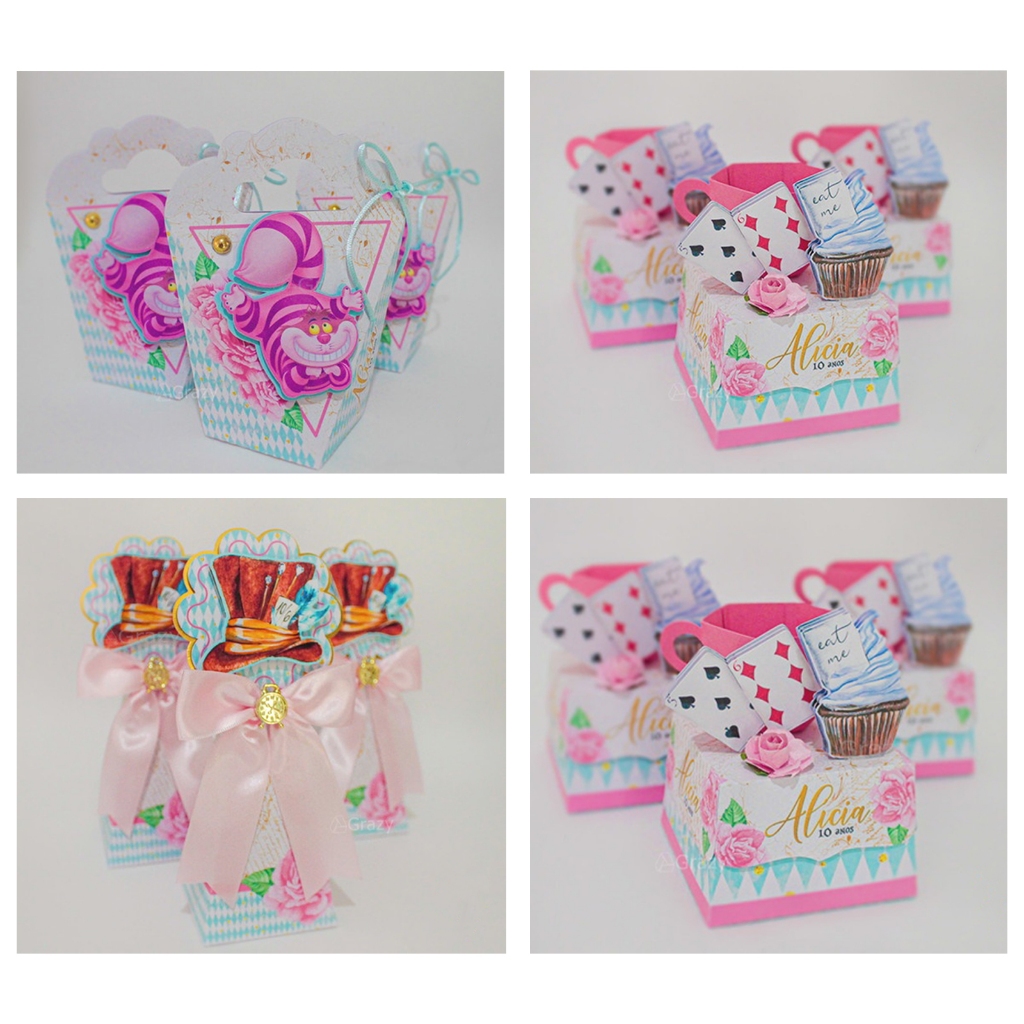 Kit Personalizados Alice no pais das maravilhas 2.0 Lembrancinhas Caixinhas  Festa De Aniversário