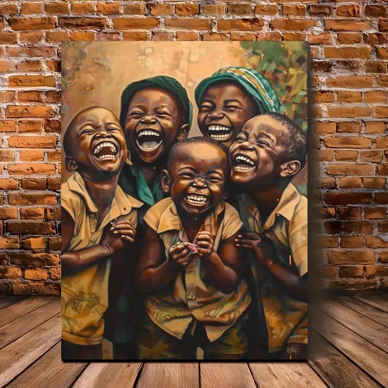 Quadro Decorativo Sorriso Crianças Africanas Arte Alegria em Oferta na Shopee