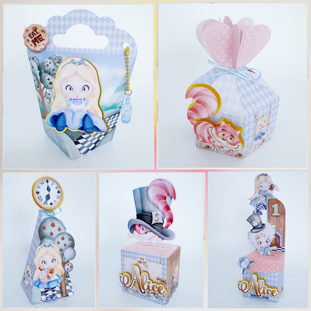 Kit Personalizados Alice no pais das maravilhas 3.0 Lembrancinhas Caixinhas  Festa De Aniversário