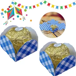 50 ~ 300 FORMINHAS AZUL XADREZ 4 PÉTALAS - FESTA JUNINA (CHOCO)