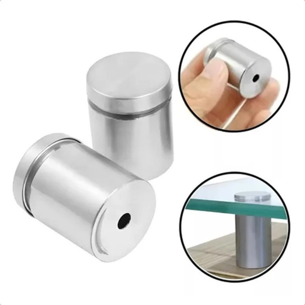 Kit 2 Espaçador Prolongador Inox ou Preto 25x25mm + Parafusos Acrílico, Espelho, Vidro, Painel