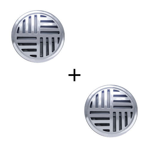 KIT 02 RALOS GRELHA REDONDA 10 X 10 CROMADA ABS C/DISPOSITIVO ANTI-INSETO