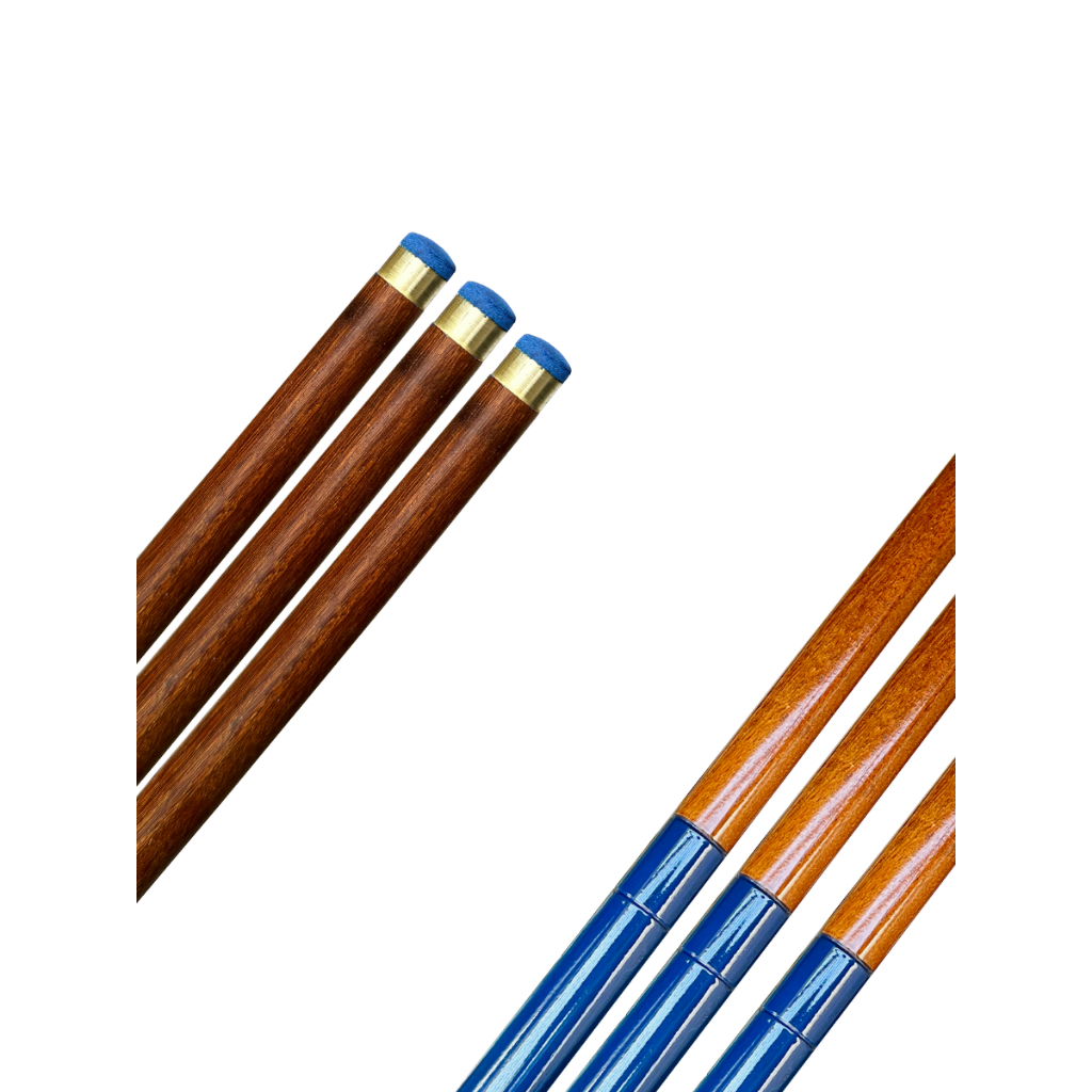 3 Tacos de sinuca inteiriço base azul bilhar 1,47m reto com sola de couro master em Oferta na Shopee