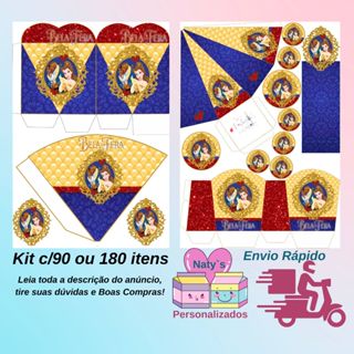 Envio rápido - TEMA A BELA E A FERA KIT LEMBRANCINHAS COM 90/180 ITENS em Oferta na Shopee
