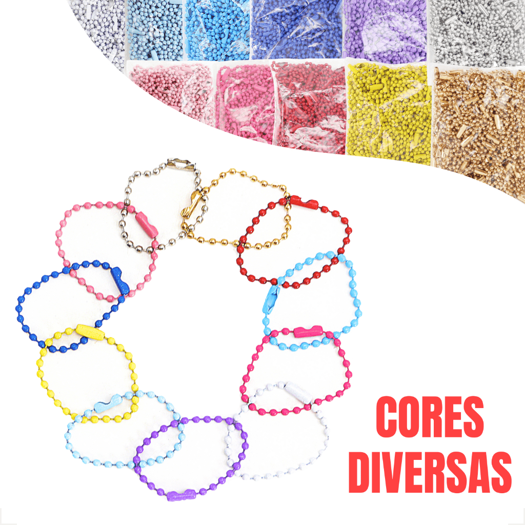 100 ou 50 Corrente Bolinha com Canoa 10cm 2.5mm Chaveiro DIY Tag Fecho Correntinha Conector Premium em Oferta na Shopee