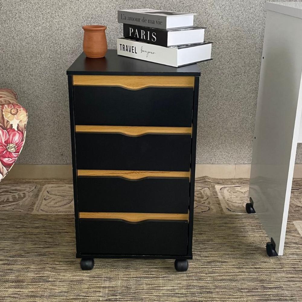 Gaveteiro para Escritório e Quarto com Rodinhas Gaveteiro de Mesa com 4 Gavetas com Corrediças Metalicas