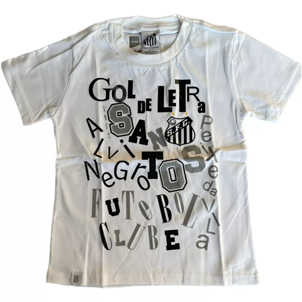 Camiseta Santos Básica 100% Algodão Original Camisa Time  Futebol Torcedor  Presente Licenciado Jogo