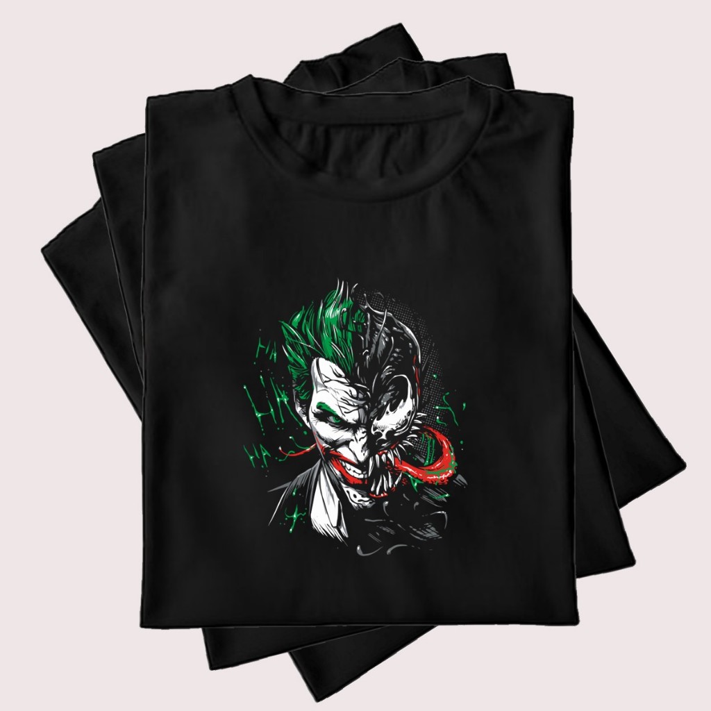 Camiseta Camisa Algodão Unissex Manga Curta Venom E Coringa