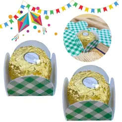 50~300 FORMINHAS 4 PETALAS VERDE XADREZ- FESTA JUNINA (CHOCO)