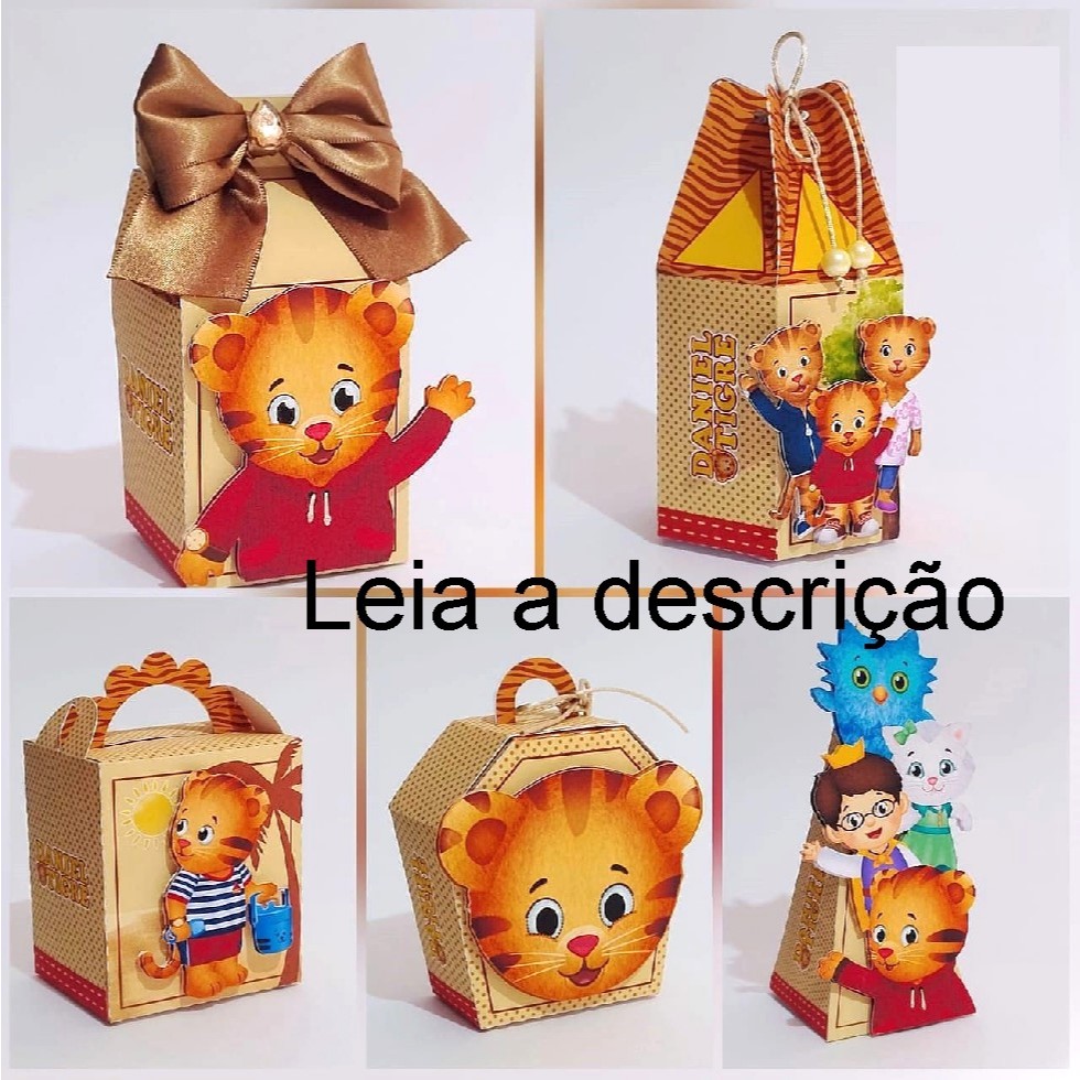 Kit PEGUE E MONTE Daniel tigre | Lembrancinhas caixinhas personalizadas | festa Aniversário | Com ou Sem Aplique