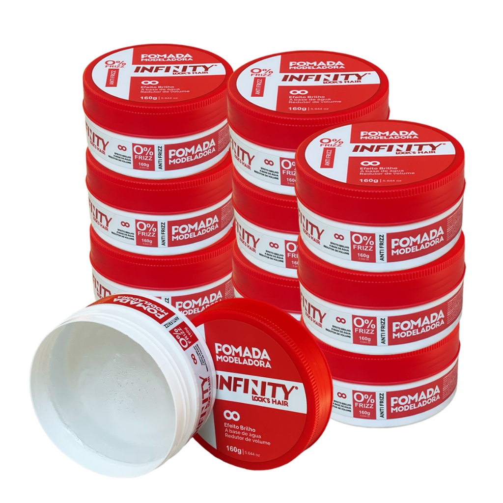 Pomada Infinity Look's Efeito Brilho Modeladora Kit com 10 Unidades de 160g Modela e Fixa Qualidade Profissional