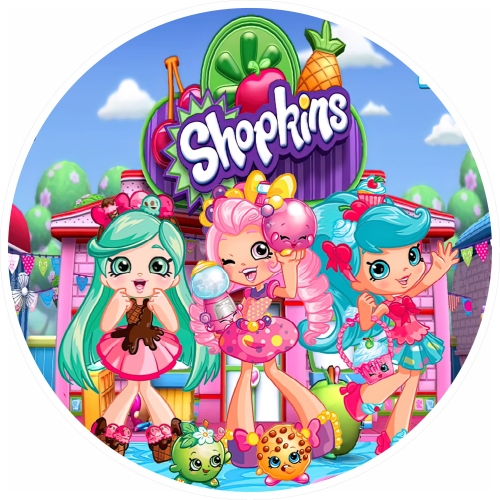 Capa Para Painel Redondo Tema Shopkins Festa Decoração Tecido Sublimado