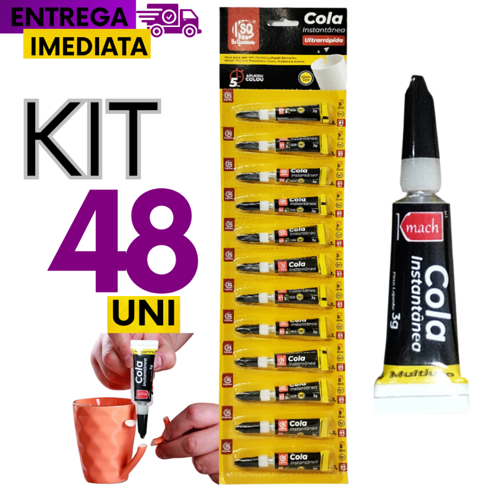 Conjunto 48 Super Cola Instantânea Kit Cola Borracha Madeira Bond Variáveis Utilidade Secagem Rápida