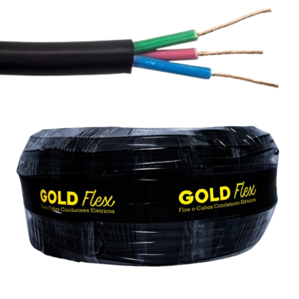 Rolo De Fio Cabo PP 3X6,00 C/ 50 ou 100 Metros Fio PP 3 Vias