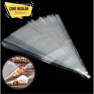 100~500 embalagem Sacos Plástico CONE Incolor 14x23 Doces// em Oferta na Shopee