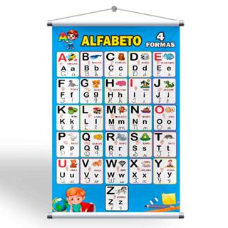 Banner Pedagógico Alfabeto 4 Formas + Grátis suporte para pendurar em Oferta na Shopee