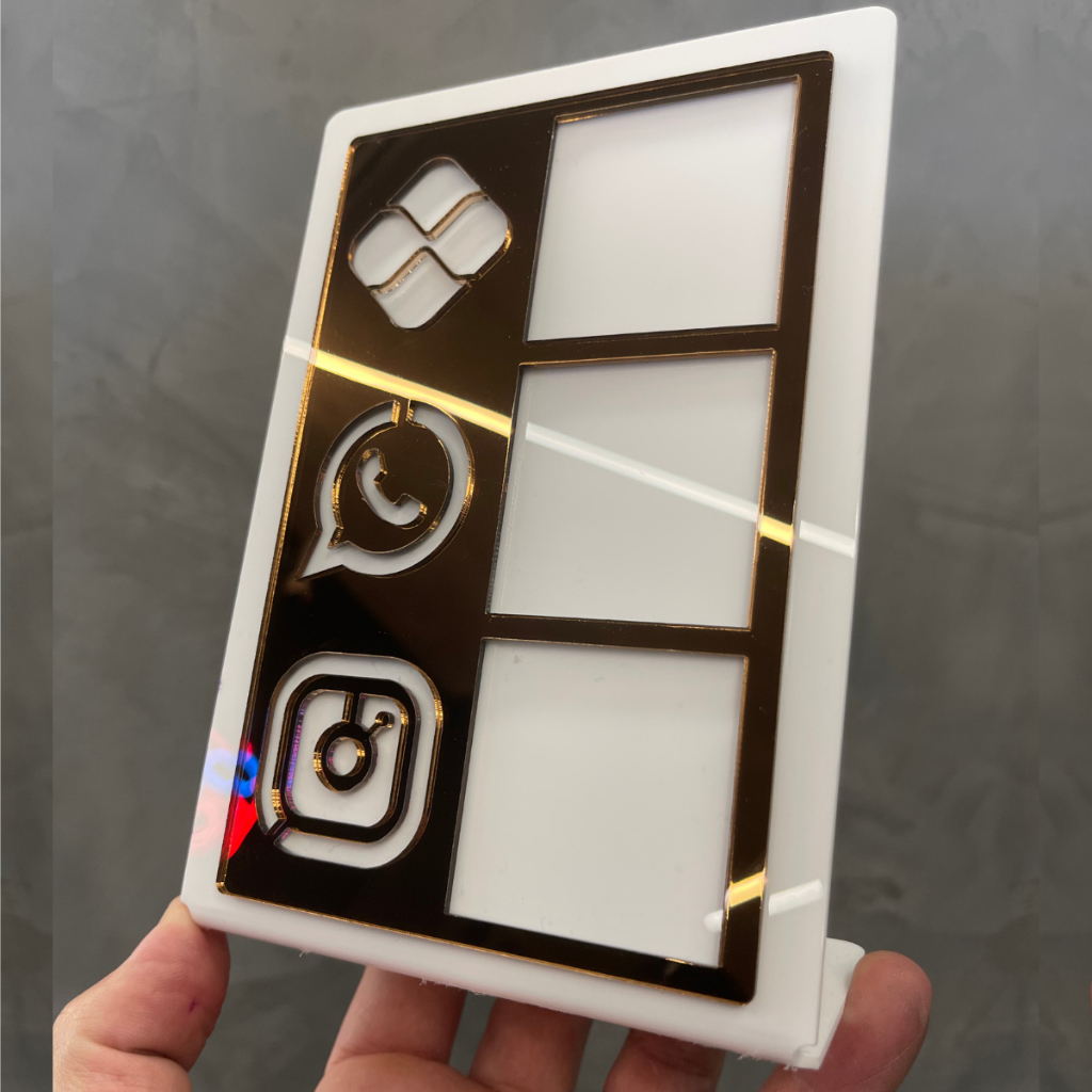 Placa Pix Display Qr Code Mesa Balção Acrílica Acrilico Pix Instagram Loja - detalhe